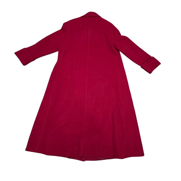 Harvé Benard Womens Red Wool Long Coat Size 14 Jacket Trench Coat Vintage Heavy - Picture 4 of 5
